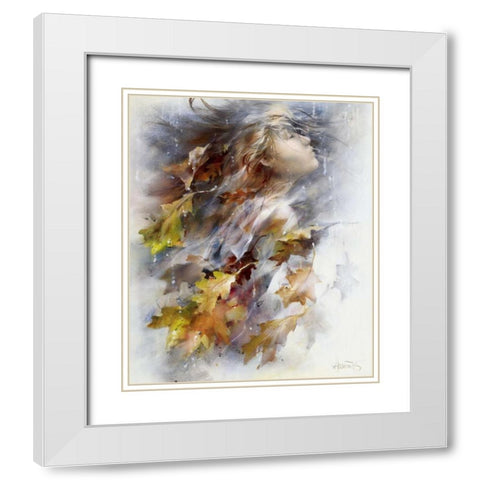 Autumn White Modern Wood Framed Art Print with Double Matting by Haenraets, Willem