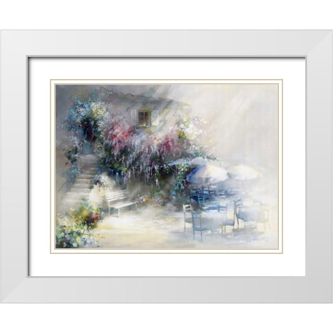 Blue garden White Modern Wood Framed Art Print with Double Matting by Haenraets, Willem