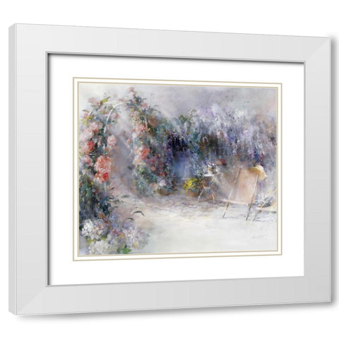 Roses and lilacs White Modern Wood Framed Art Print with Double Matting by Haenraets, Willem