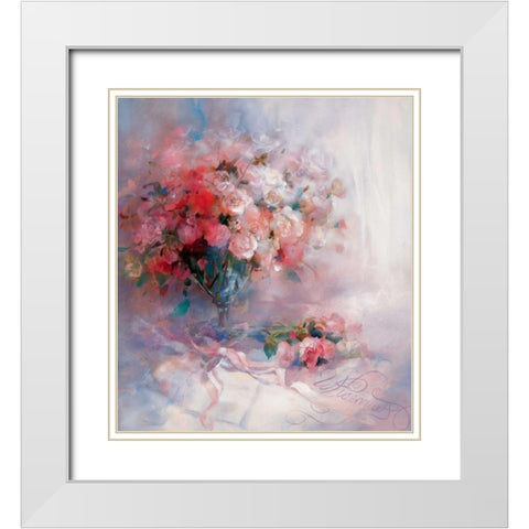 Bouquet of roses White Modern Wood Framed Art Print with Double Matting by Haenraets, Willem