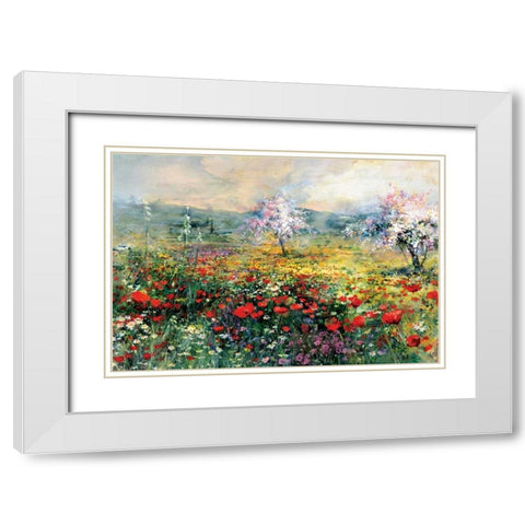 Between the poppies White Modern Wood Framed Art Print with Double Matting by Haenraets, Willem