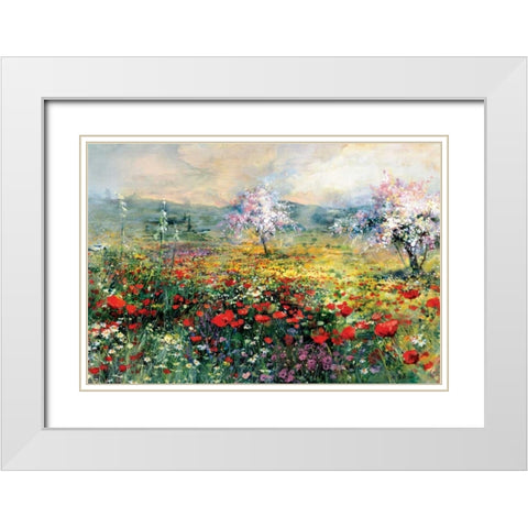 Between the poppies White Modern Wood Framed Art Print with Double Matting by Haenraets, Willem