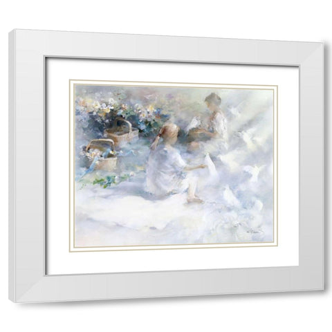 Sisters White Modern Wood Framed Art Print with Double Matting by Haenraets, Willem