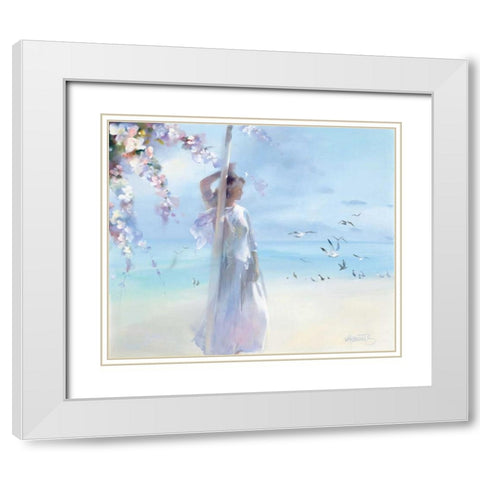 The beach White Modern Wood Framed Art Print with Double Matting by Haenraets, Willem