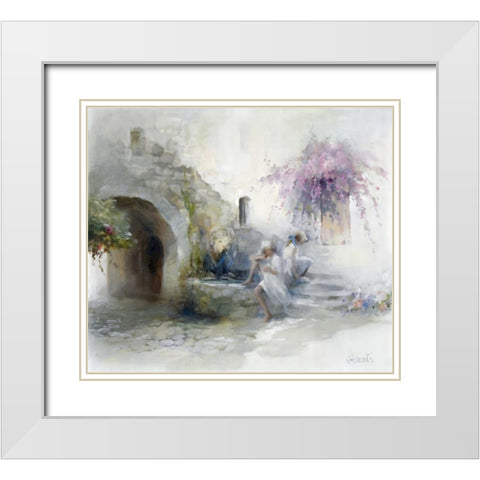 Teen-agers White Modern Wood Framed Art Print with Double Matting by Haenraets, Willem