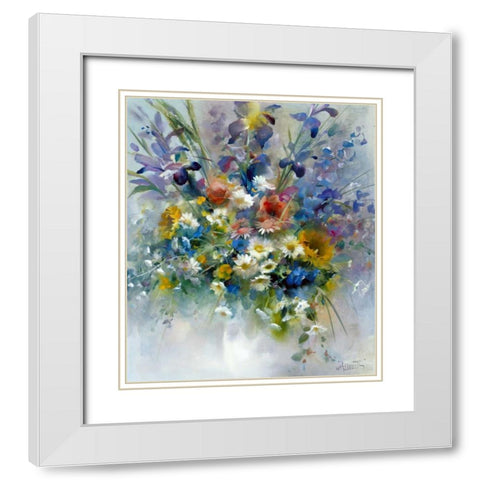 Floral impression White Modern Wood Framed Art Print with Double Matting by Haenraets, Willem