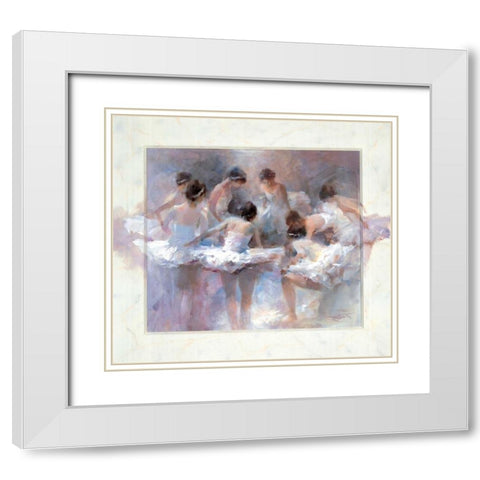 Ballarinas White Modern Wood Framed Art Print with Double Matting by Haenraets, Willem