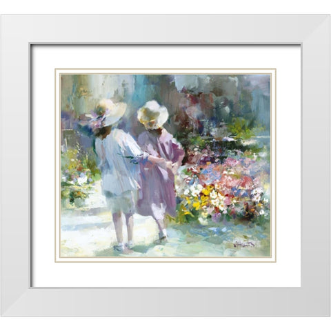 Girls White Modern Wood Framed Art Print with Double Matting by Haenraets, Willem