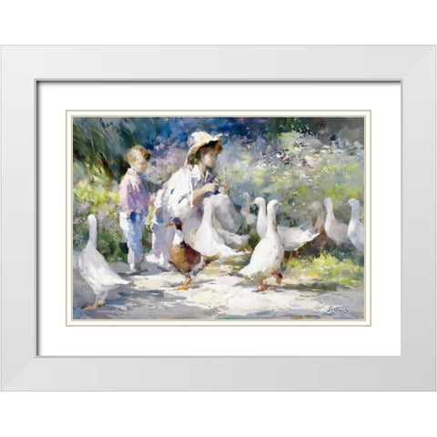 Feeding time White Modern Wood Framed Art Print with Double Matting by Haenraets, Willem