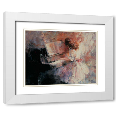 Romantic rhythm White Modern Wood Framed Art Print with Double Matting by Haenraets, Willem