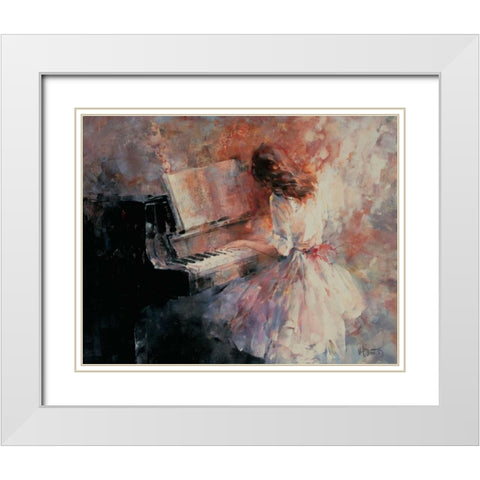 Romantic rhythm White Modern Wood Framed Art Print with Double Matting by Haenraets, Willem