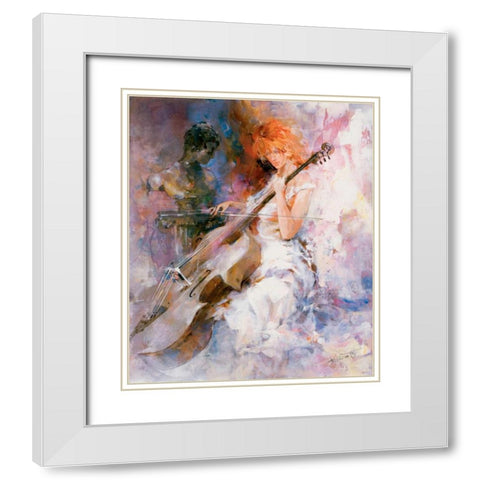 Musical moments White Modern Wood Framed Art Print with Double Matting by Haenraets, Willem