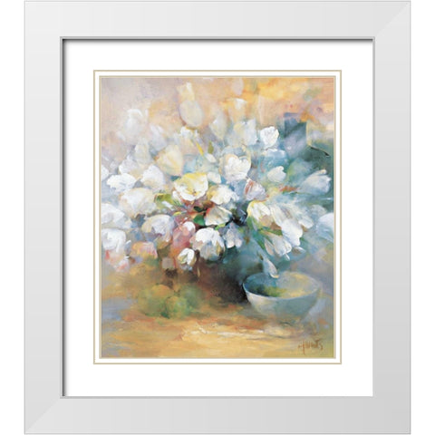 Sparkling white tulips I White Modern Wood Framed Art Print with Double Matting by Haenraets, Willem