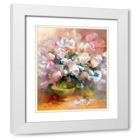 Sparkling white tulips II White Modern Wood Framed Art Print with Double Matting by Haenraets, Willem