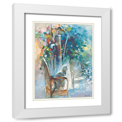 Restful garden White Modern Wood Framed Art Print with Double Matting by Haenraets, Willem