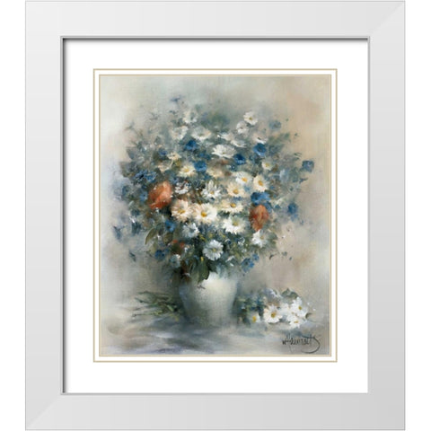 Flower bouquet White Modern Wood Framed Art Print with Double Matting by Haenraets, Willem