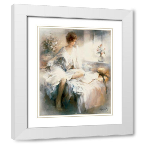 Meditation White Modern Wood Framed Art Print with Double Matting by Haenraets, Willem