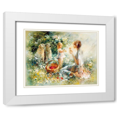 Picnic White Modern Wood Framed Art Print with Double Matting by Haenraets, Willem