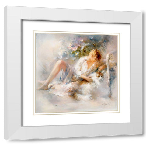 Gentle White Modern Wood Framed Art Print with Double Matting by Haenraets, Willem