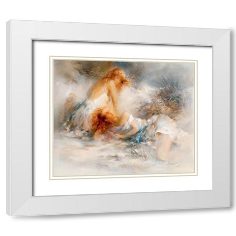 Tender White Modern Wood Framed Art Print with Double Matting by Haenraets, Willem