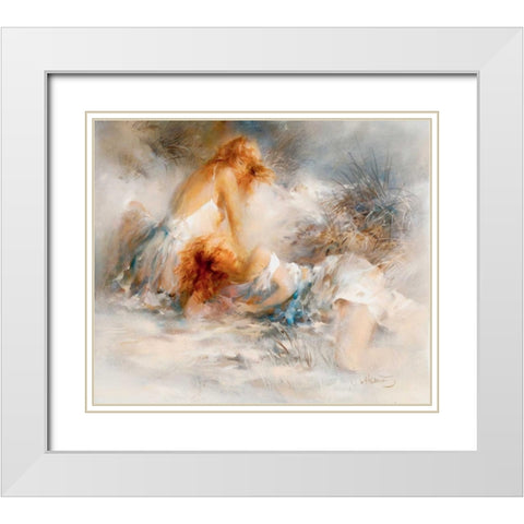 Tender White Modern Wood Framed Art Print with Double Matting by Haenraets, Willem