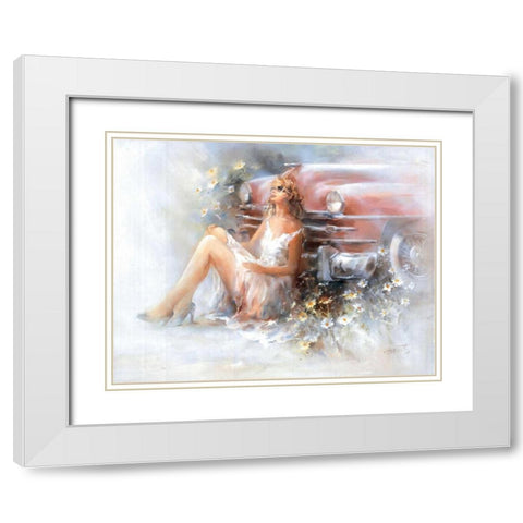 Relax White Modern Wood Framed Art Print with Double Matting by Haenraets, Willem