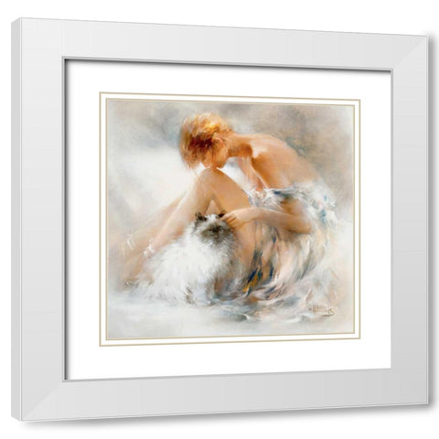 Desire White Modern Wood Framed Art Print with Double Matting by Haenraets, Willem