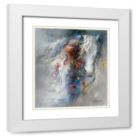Thoughts White Modern Wood Framed Art Print with Double Matting by Haenraets, Willem