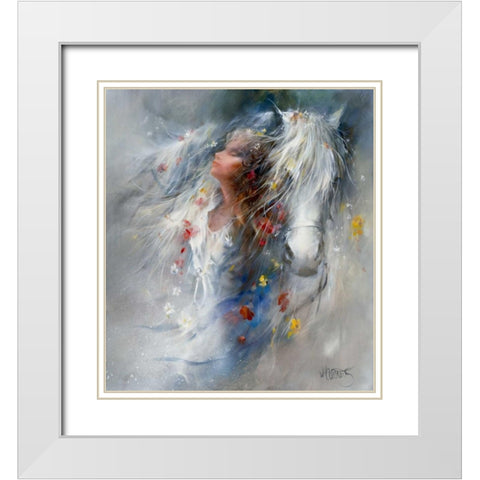 Thoughts White Modern Wood Framed Art Print with Double Matting by Haenraets, Willem