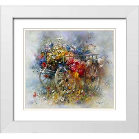 Flower barrow White Modern Wood Framed Art Print with Double Matting by Haenraets, Willem