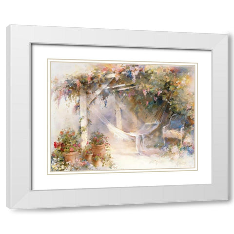 Patio White Modern Wood Framed Art Print with Double Matting by Haenraets, Willem