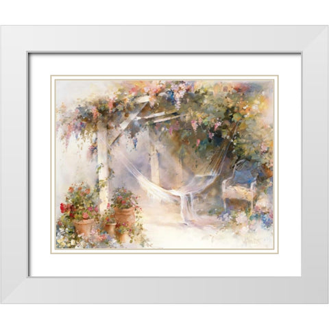 Patio White Modern Wood Framed Art Print with Double Matting by Haenraets, Willem