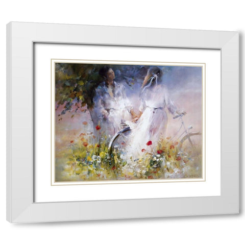 Just the two of us White Modern Wood Framed Art Print with Double Matting by Haenraets, Willem