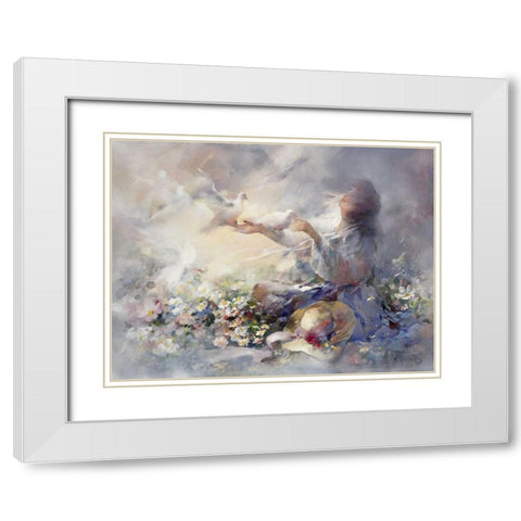 Romantic reflections White Modern Wood Framed Art Print with Double Matting by Haenraets, Willem