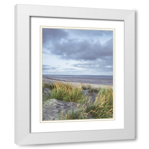 Sand dunes and grass, West wittering beach, UK White Modern Wood Framed Art Print with Double Matting by Frank, Assaf