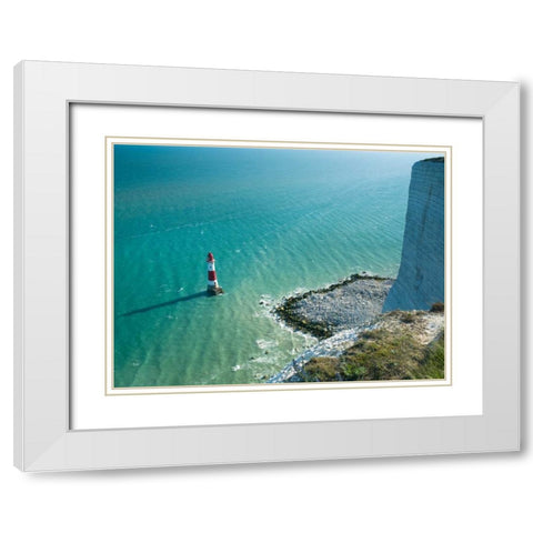 Beachy Head lighthouse White Modern Wood Framed Art Print with Double Matting by Frank, Assaf