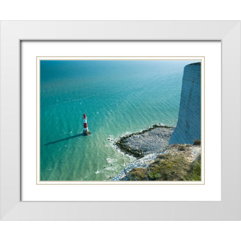 Beachy Head lighthouse White Modern Wood Framed Art Print with Double Matting by Frank, Assaf