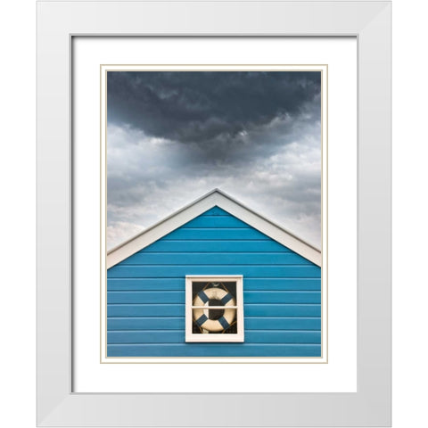 Beach huts at sunset White Modern Wood Framed Art Print with Double Matting by Frank, Assaf