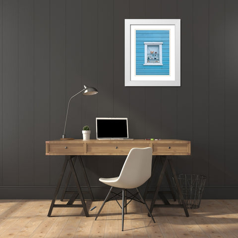 Beach hut close-up against sky White Modern Wood Framed Art Print with Double Matting by Frank, Assaf