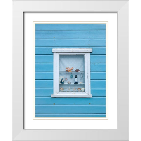 Beach hut close-up against sky White Modern Wood Framed Art Print with Double Matting by Frank, Assaf