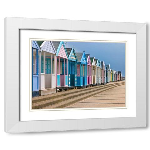 Beach huts in a row White Modern Wood Framed Art Print with Double Matting by Frank, Assaf