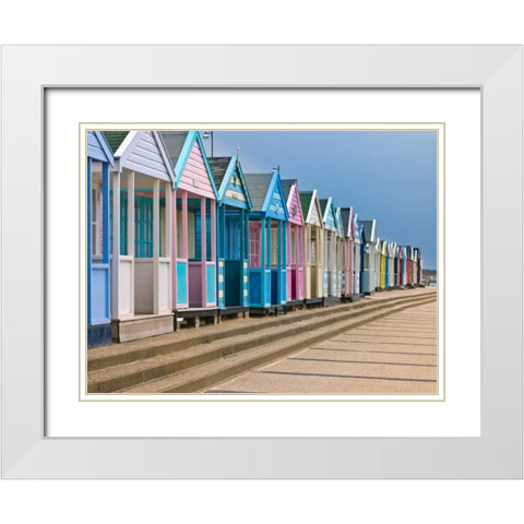 Beach huts in a row White Modern Wood Framed Art Print with Double Matting by Frank, Assaf
