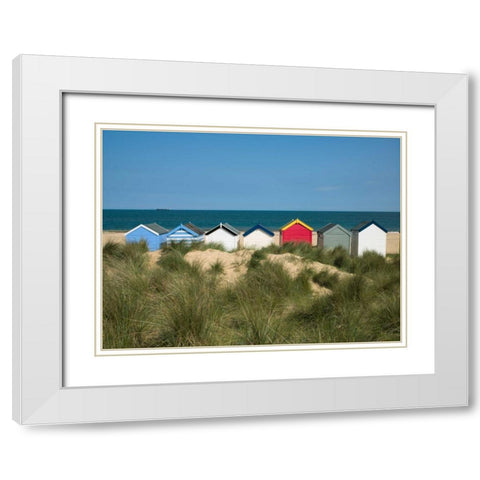 Boat in front of a fishing hut White Modern Wood Framed Art Print with Double Matting by Frank, Assaf