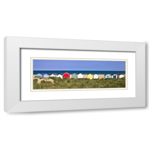Beach huts in a row White Modern Wood Framed Art Print with Double Matting by Frank, Assaf
