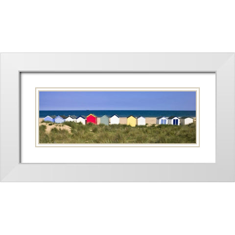 Beach huts in a row White Modern Wood Framed Art Print with Double Matting by Frank, Assaf