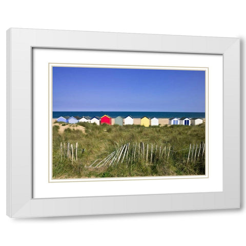 Beach huts in a row White Modern Wood Framed Art Print with Double Matting by Frank, Assaf