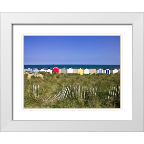 Beach huts in a row White Modern Wood Framed Art Print with Double Matting by Frank, Assaf