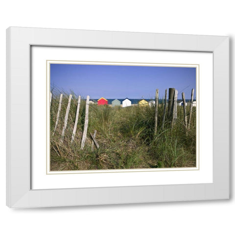 Beach huts in a row White Modern Wood Framed Art Print with Double Matting by Frank, Assaf