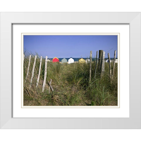 Beach huts in a row White Modern Wood Framed Art Print with Double Matting by Frank, Assaf