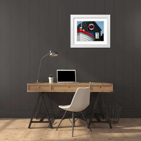 Beach huts in a row White Modern Wood Framed Art Print with Double Matting by Frank, Assaf